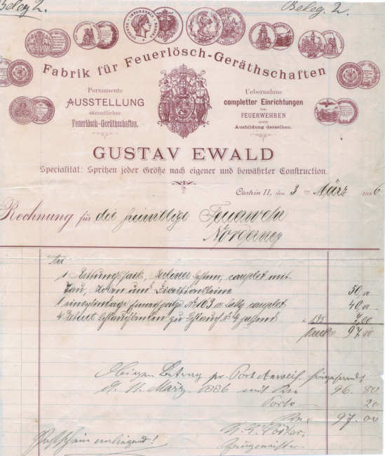 "Beleg 2" Neue Anschaffung am: 03.03.1886