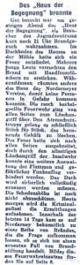Das "Haus der Begegnung" brannte - 26.01.1994