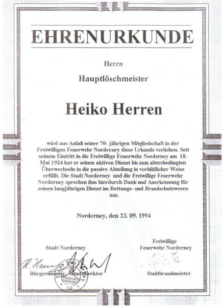 70 Jahre Feuerwehr