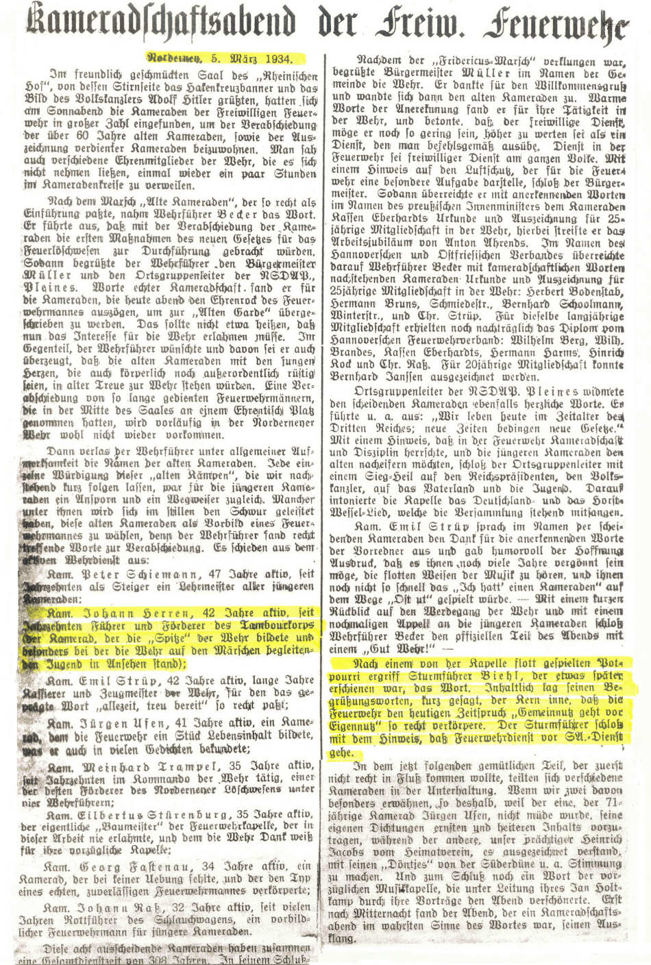 Umzug mit dem "Kriegerverein" - November 1934