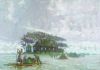 "Land unter" - nach der Sturmflut / 1946/47 - Öl auf Holz - 70 x 99 cm